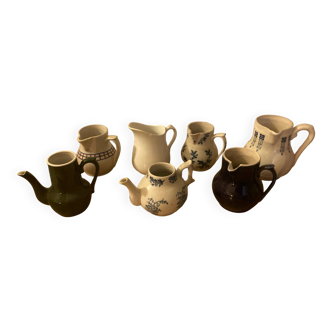 During antique milk jugs at a flea market.