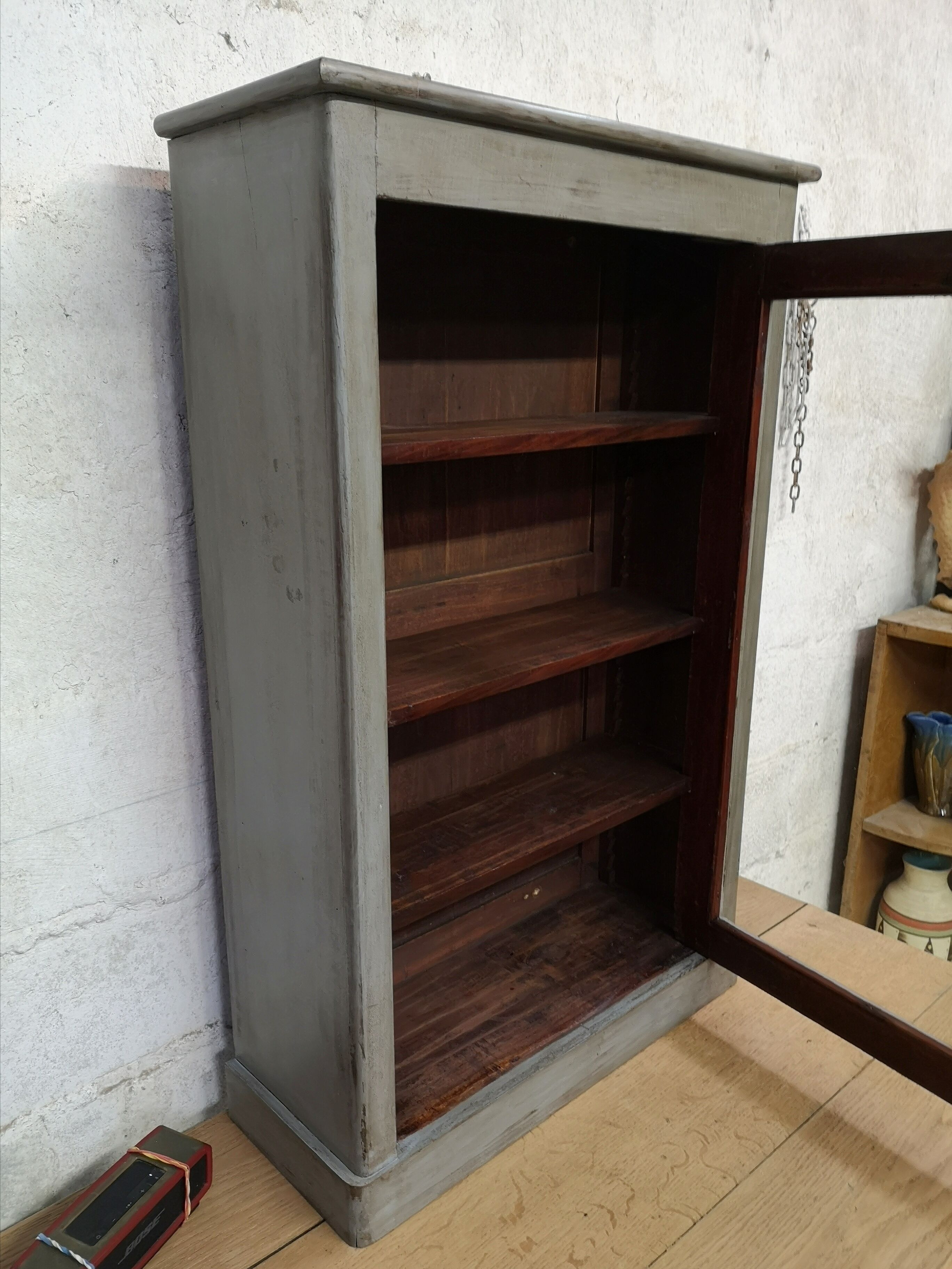 Wall showcase louis philippe xixe cabinet curiosity patina shabby gustavien