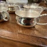 Set of 6 silver-plated metal and glass cups