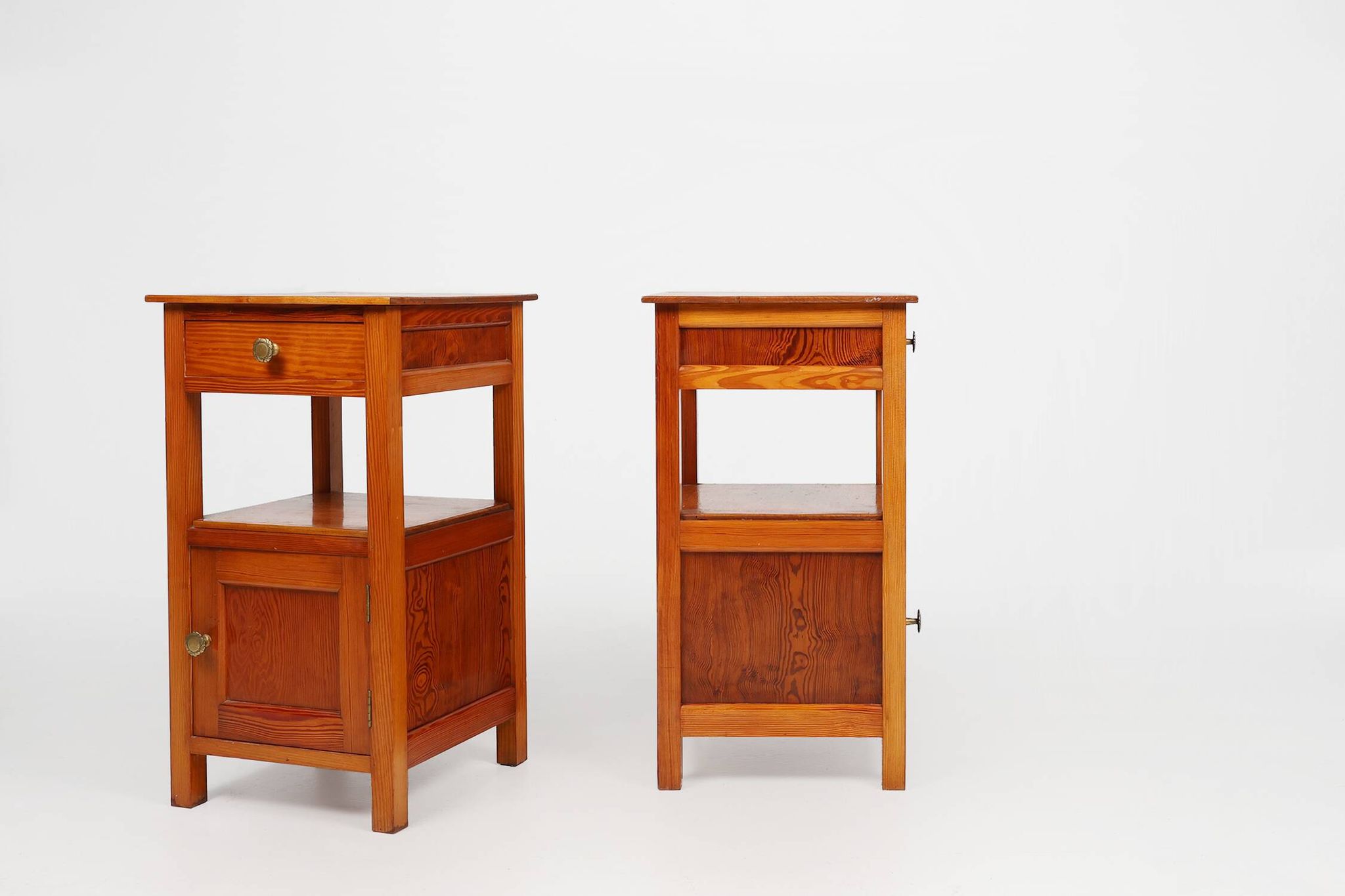 Pair of Art Deco Nightstands in wood, France 1940s