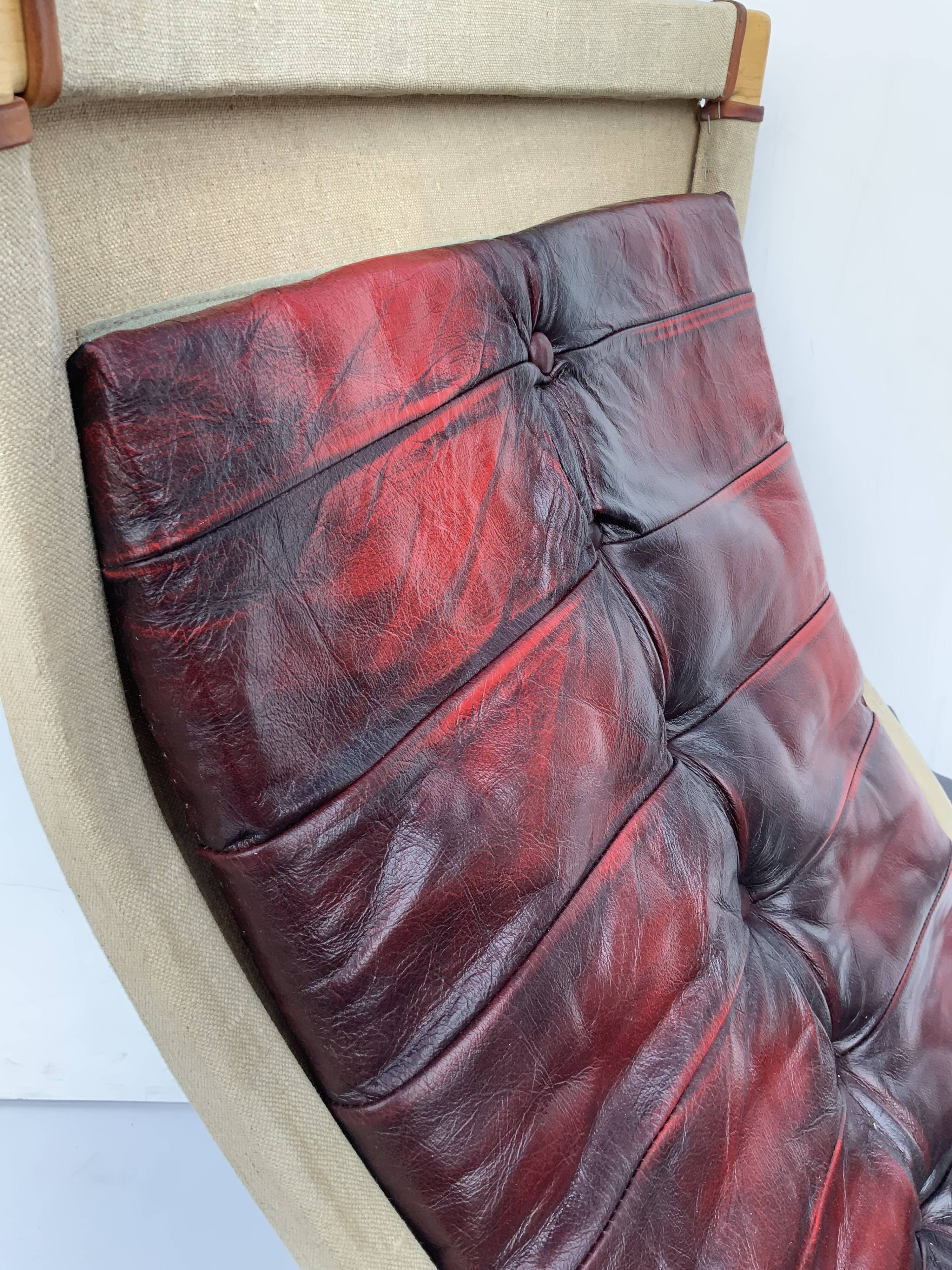 Vintage Pernilla 69 Armchair by Bruno Mathsson for Dux In Oxblood Leather