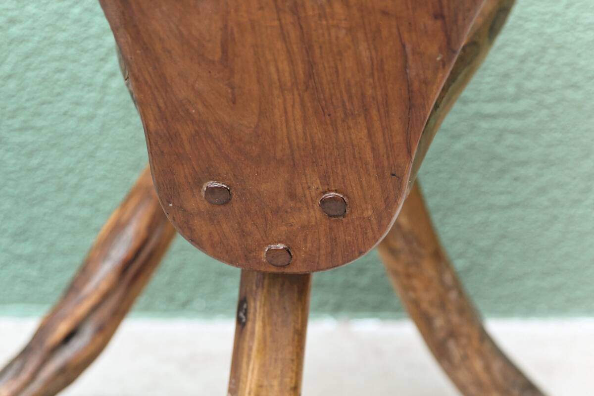 Pair of brutalist chairs in raw wood