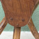 Pair of brutalist chairs in raw wood