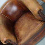 Vintage Dutch Cognac Leather Club Chairs, Set of Three
