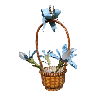 Metal flowery basket chandelier