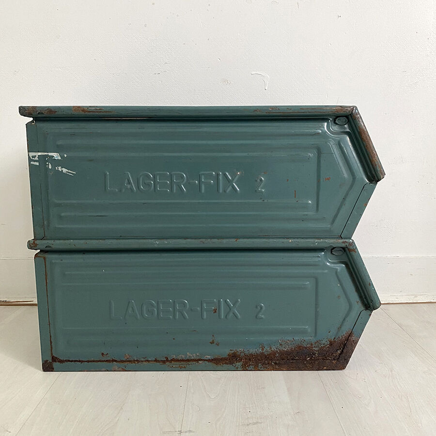 Pair of 50's Schaeffer industrial metal lockers