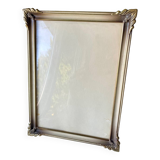 Cadre photo vintage art deco en métal doré laiton 20 cm x 15 cm verre convexe
