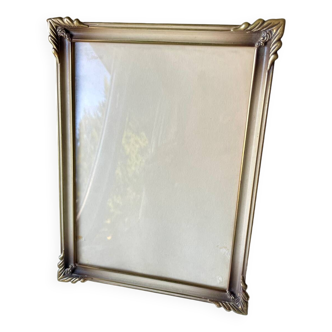 Cadre photo vintage art deco en métal doré laiton 20 cm x 15 cm verre convexe