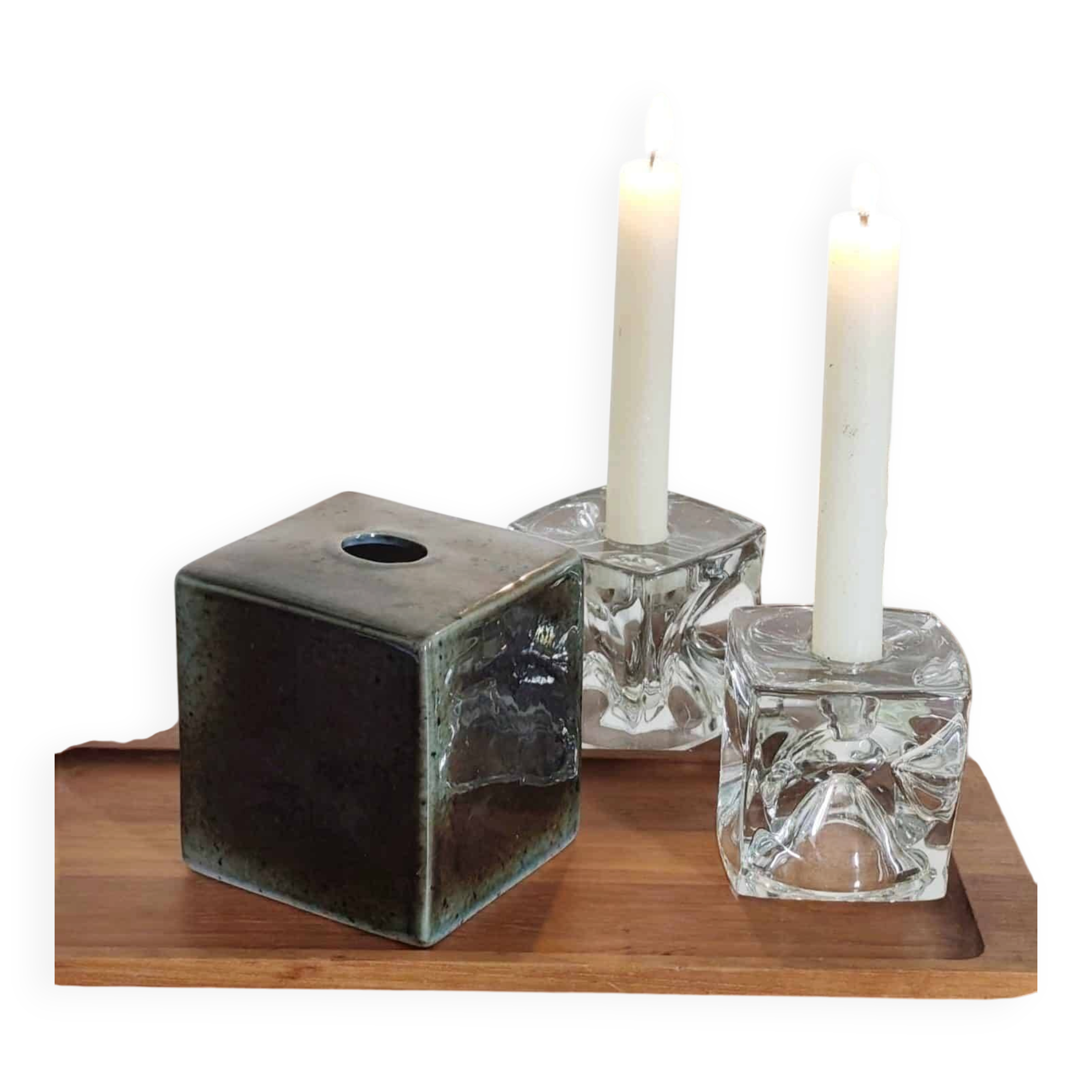 Vintage Virebent cubic vase