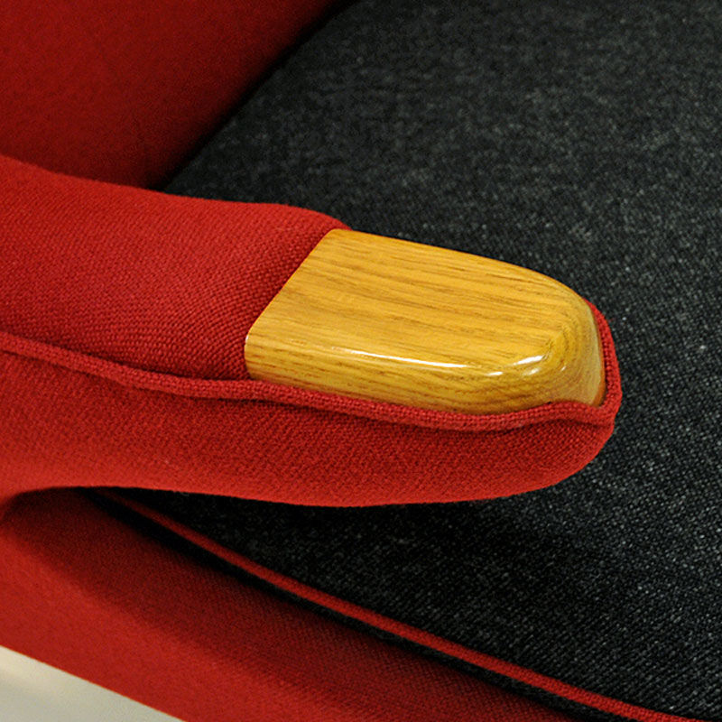 Red and massive Wingback armchair from around 1950`s, Scandinavian