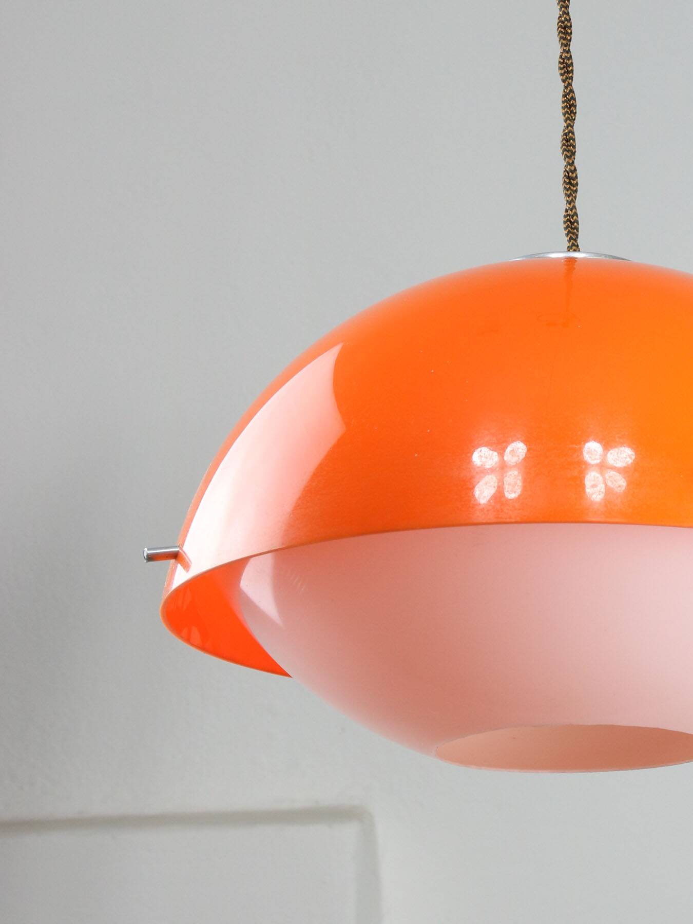 Italian space age orange plexiglass pendant lamp, 1970s