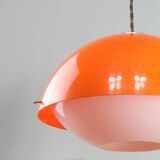 Italian space age orange plexiglass pendant lamp, 1970s