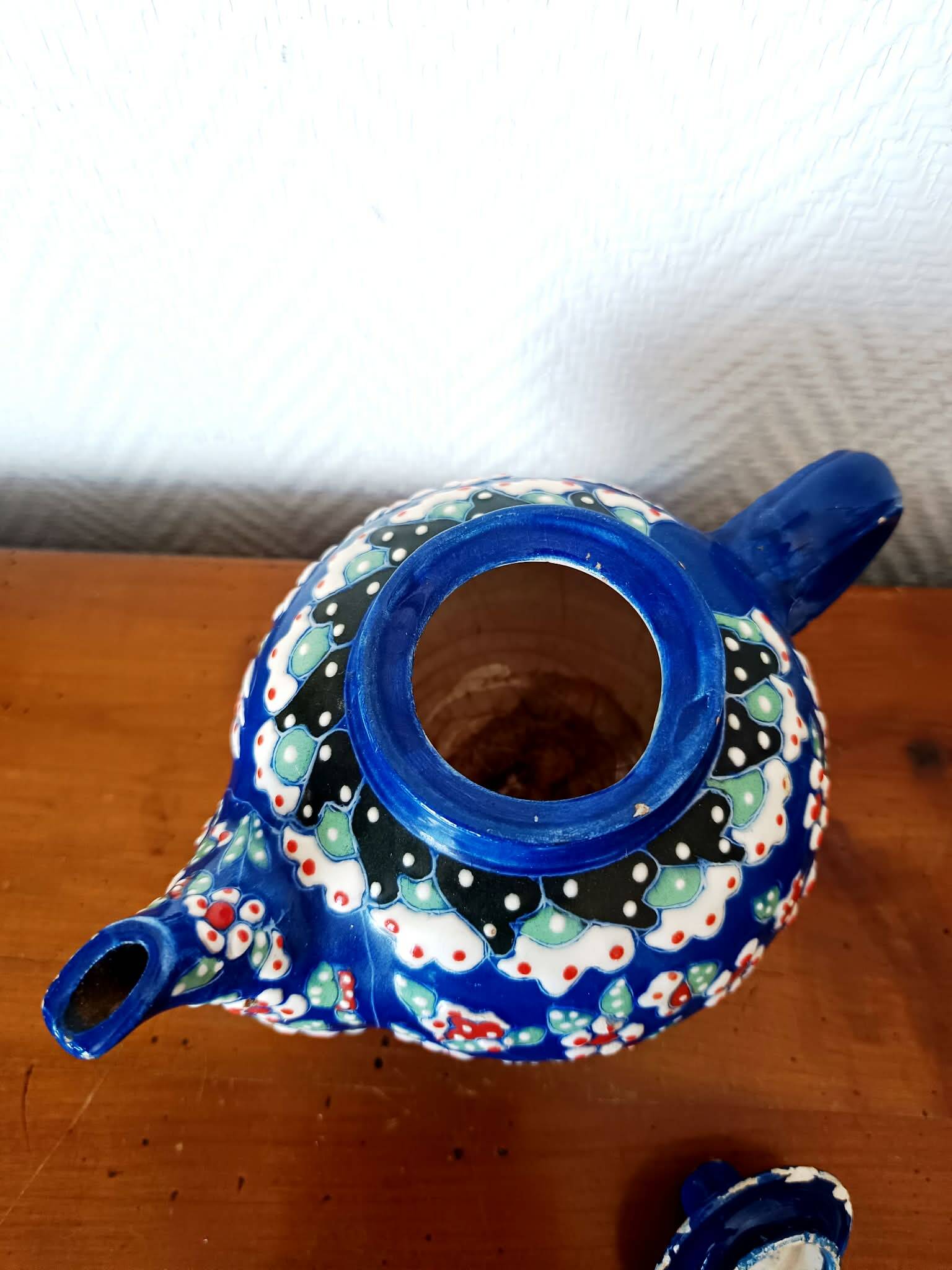 Vintage enamel ceramic teapot