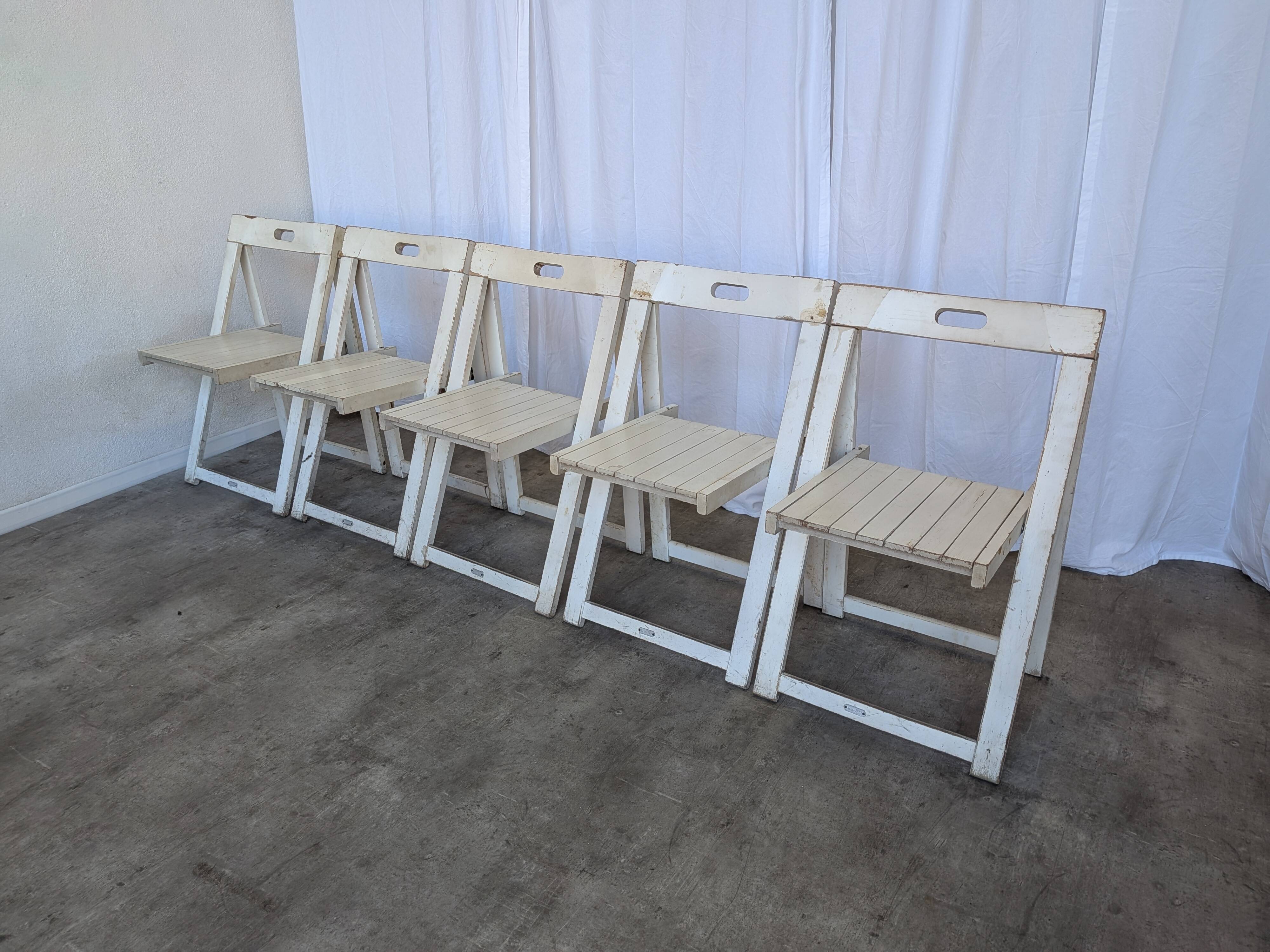 Set of 5 Vintage TRIESTE Foldable Chair by Aldo Jacober, 1970s Mid-Century
