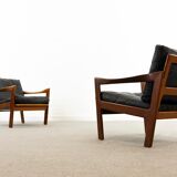 Paire de fauteuils noir par Illum Wikkelsoe pour Niels Eilersen, Danemark