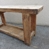 old solid wood workbench with drawer and seal