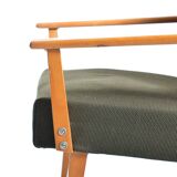 Mid-century armchair in green fabric and beech wood by Jitona, Czechoslovakia 1960s