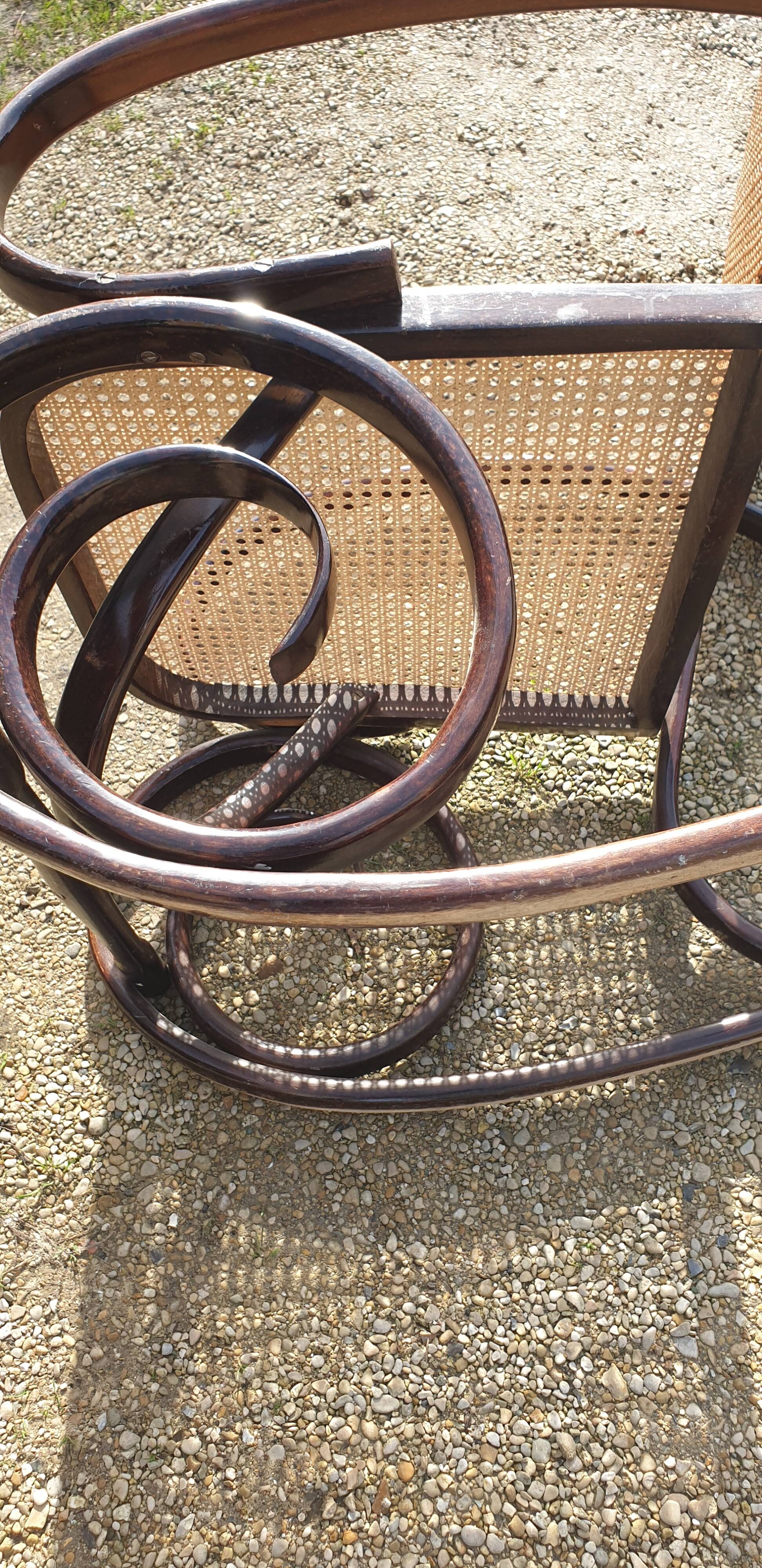 Rocking chair wood and canage seventies