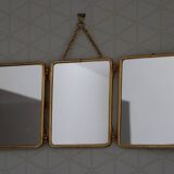 Miroir barbier triptyque doré (590*260mm)