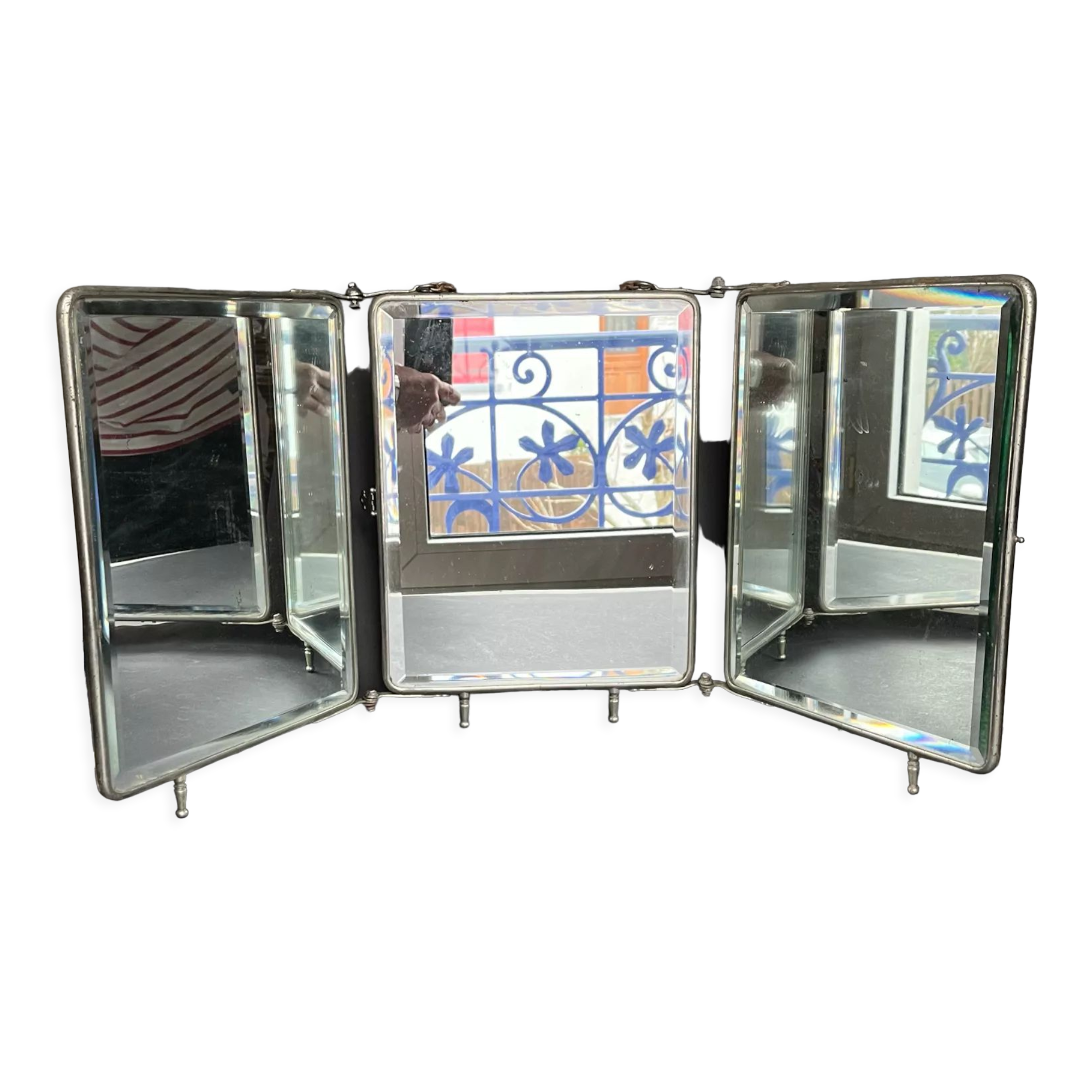 Triptych mirror or barber's mirror