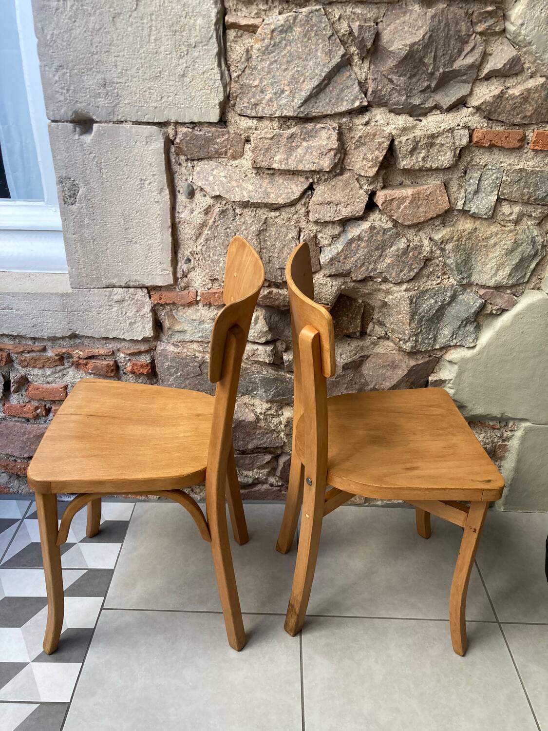 Renovated bistro chair pair