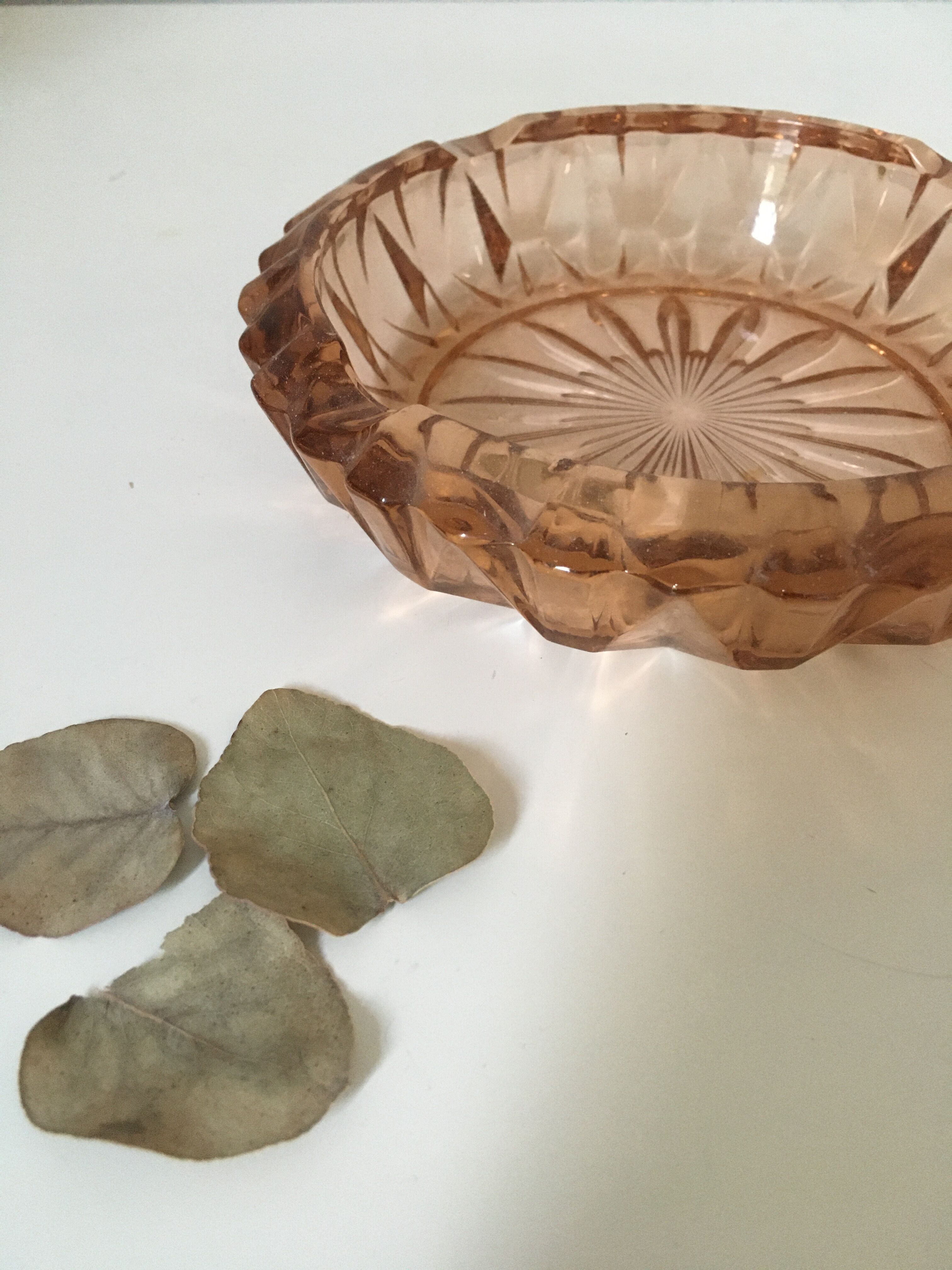 Pink molded glass ashtray