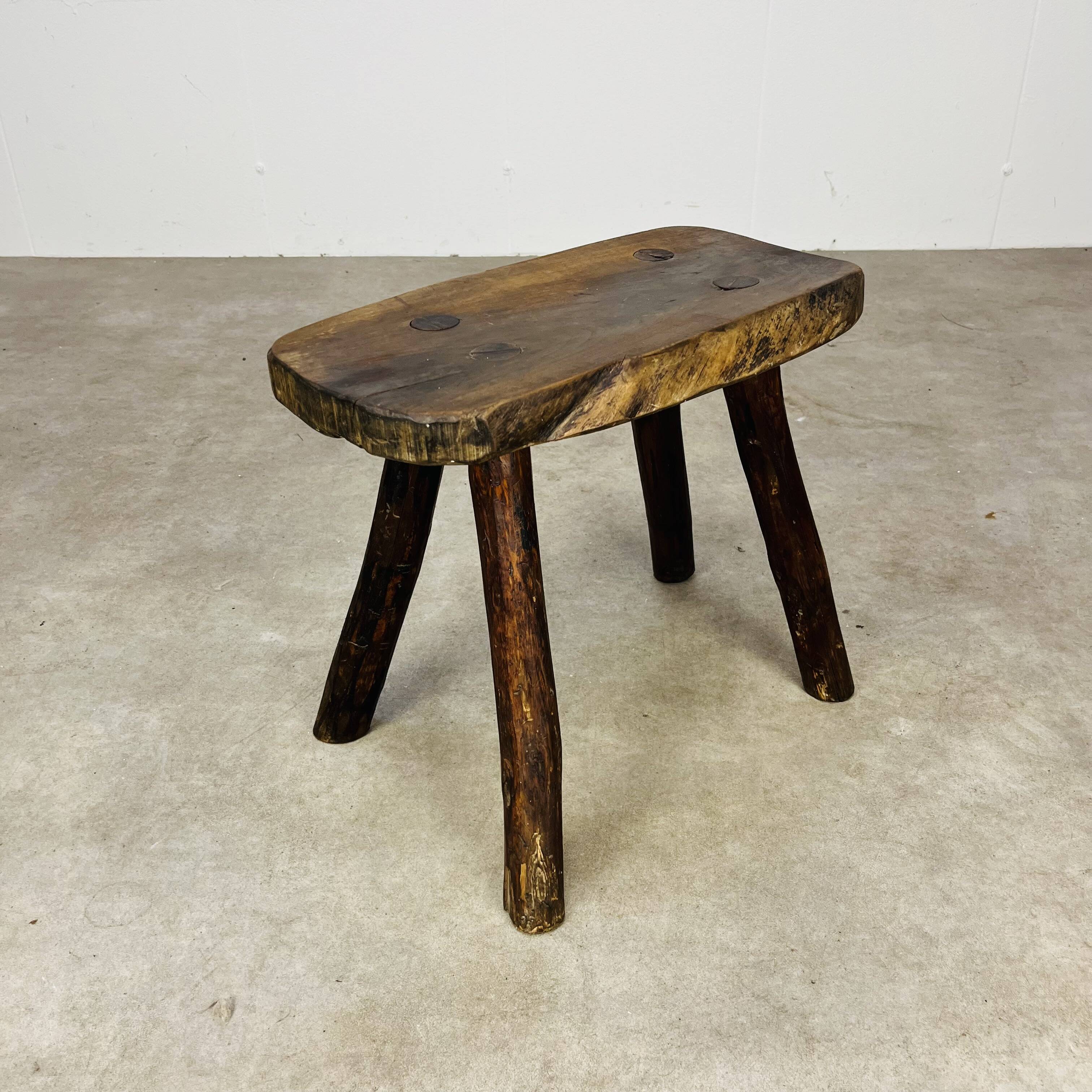 Solid wood brutalist farmhouse stool