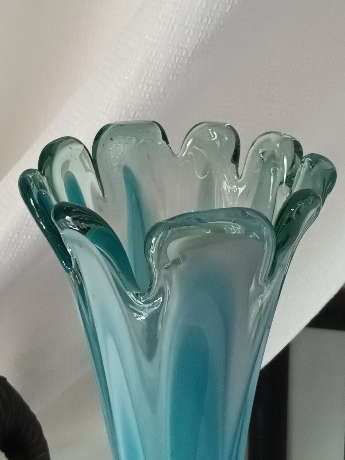 Vintage blue blown glass vase