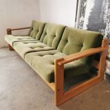 Scandinavian velvet and wood sofa