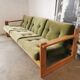 Scandinavian velvet and wood sofa