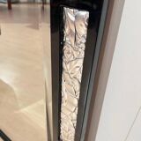 Art Deco Wall Mirror in Black Lacquer & Silver Leaf, France, 1930s