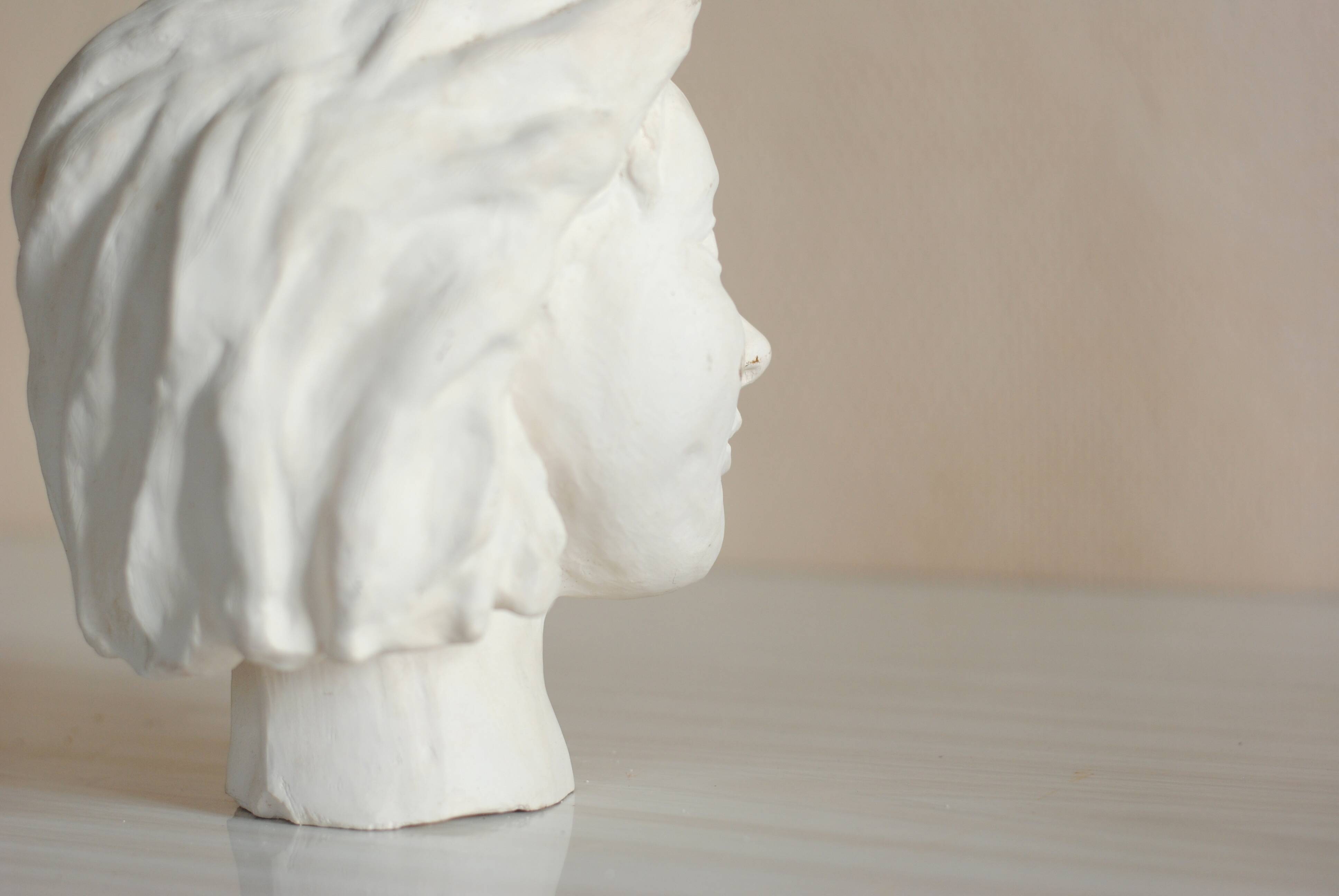 Plaster head sculpture
