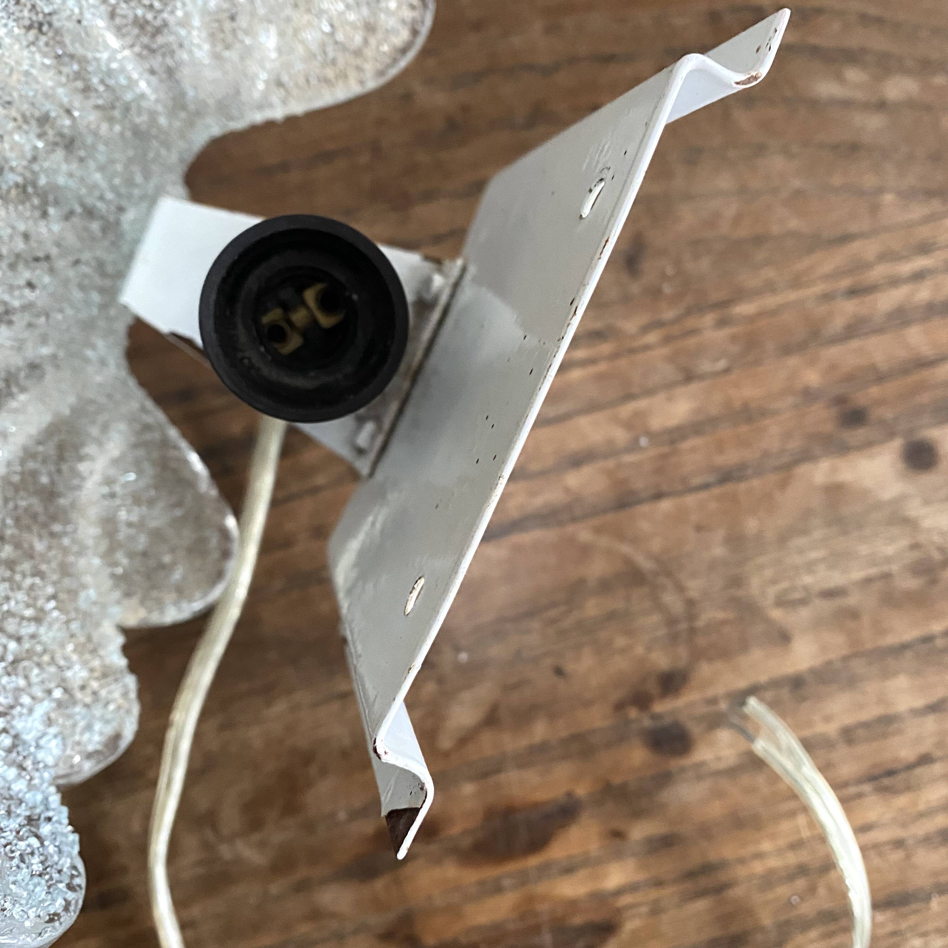 Wall light shell in glass and brass, 1970s-80s.