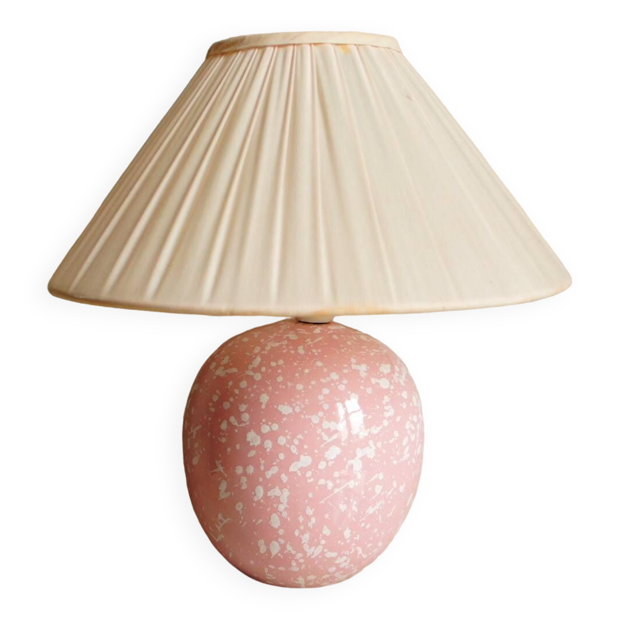 Ovoid lamp in speckled pink porcelain