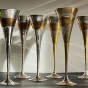 6 Flutes Champagne Laiton Argenté Vintage