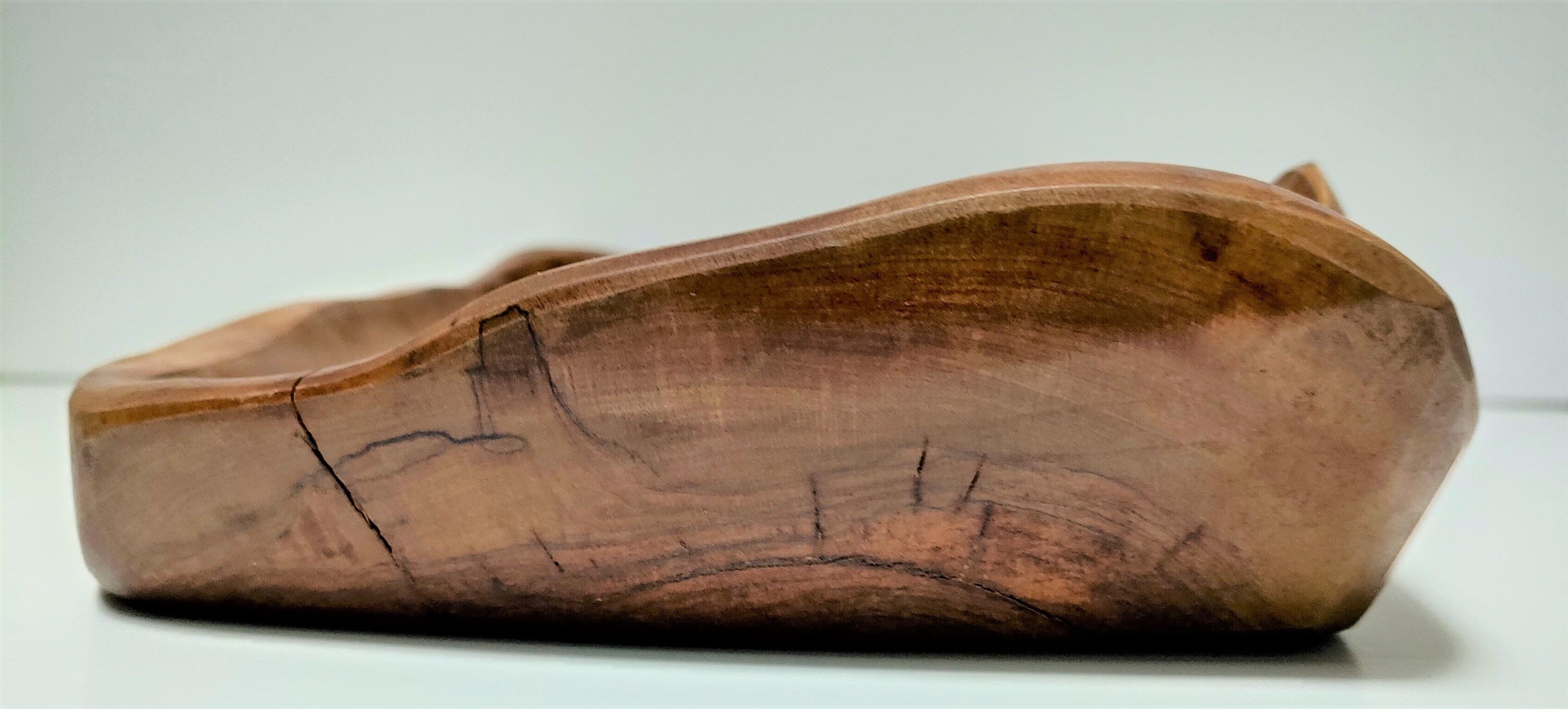 Sculptural cut solid walnut vintage monoxyl