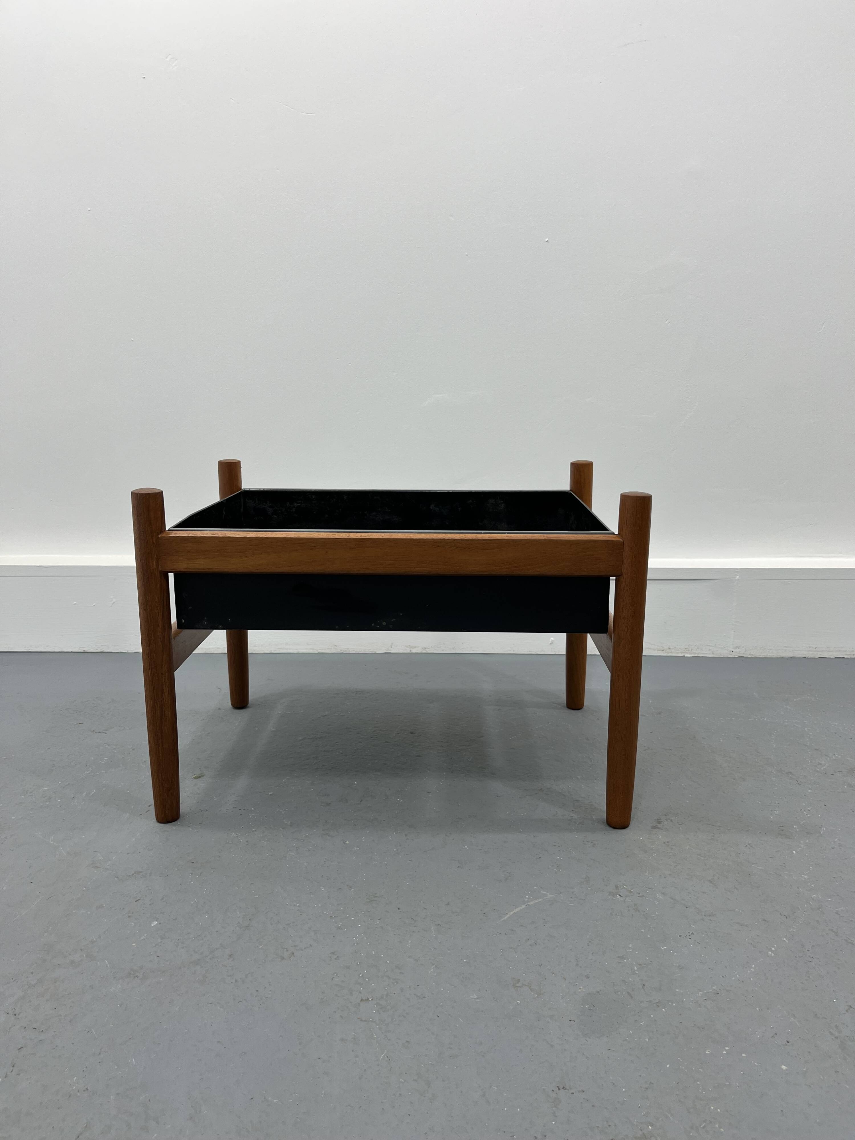 Vintage danishs modern modern teak, brass planter/ flower box/pot plant stand 1960s