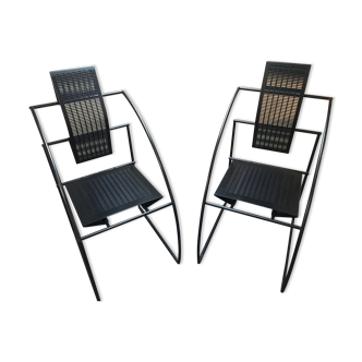 Deux chaises design métal, Quinta, Mario Botta, Alias, Italie 1985