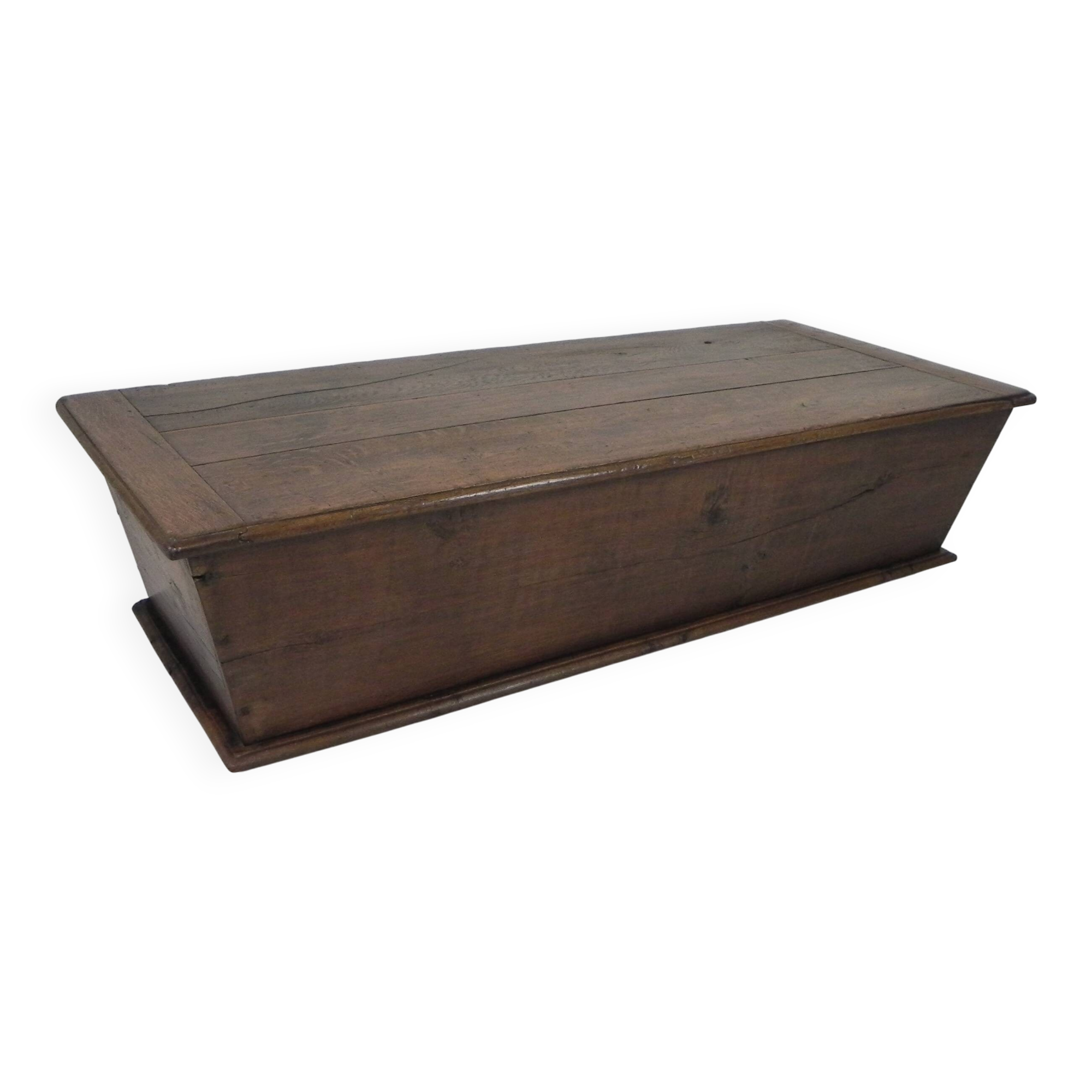 Ancien coffre en chêne, auge, coffre à couvertures XIXe siècle