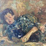 Portrait de femme signé