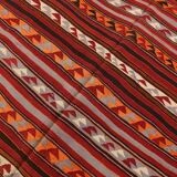 4x9 Red & Blue Turkish Kilim Rug, Living Room Rug, 133x272Cm Vintage Kilim