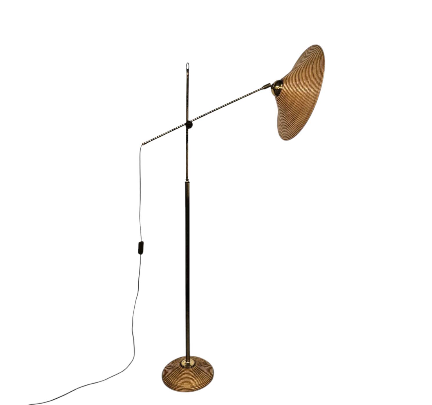 Pencil reed / split reed / floor lamp 1960s / fishing rod lamp