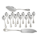 Christofle Marly 12 ice cream spoons + silver-plated serving cutlery 14 pieces