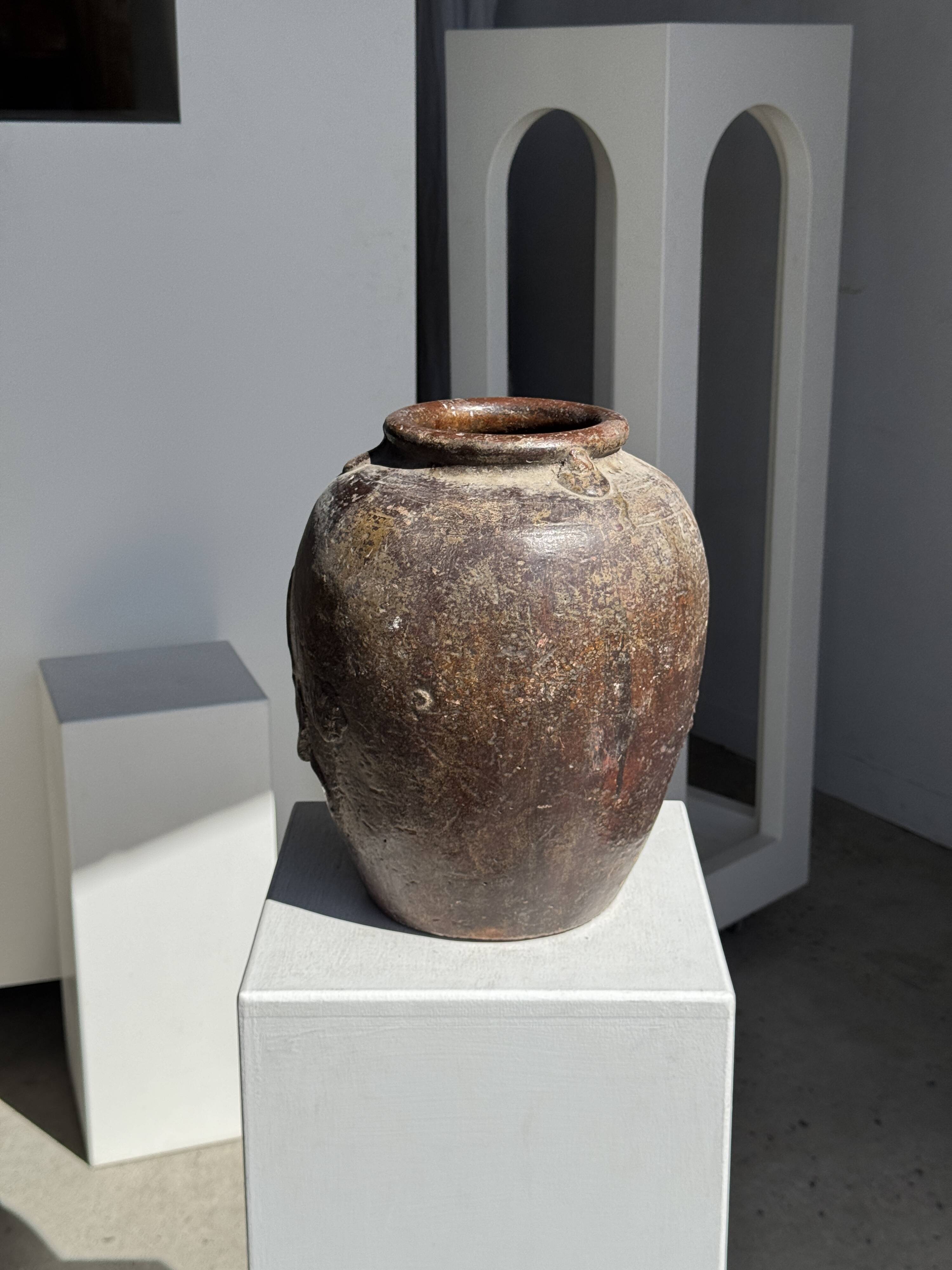 Large traditional Indonesian clay pot featuring a dragon.
