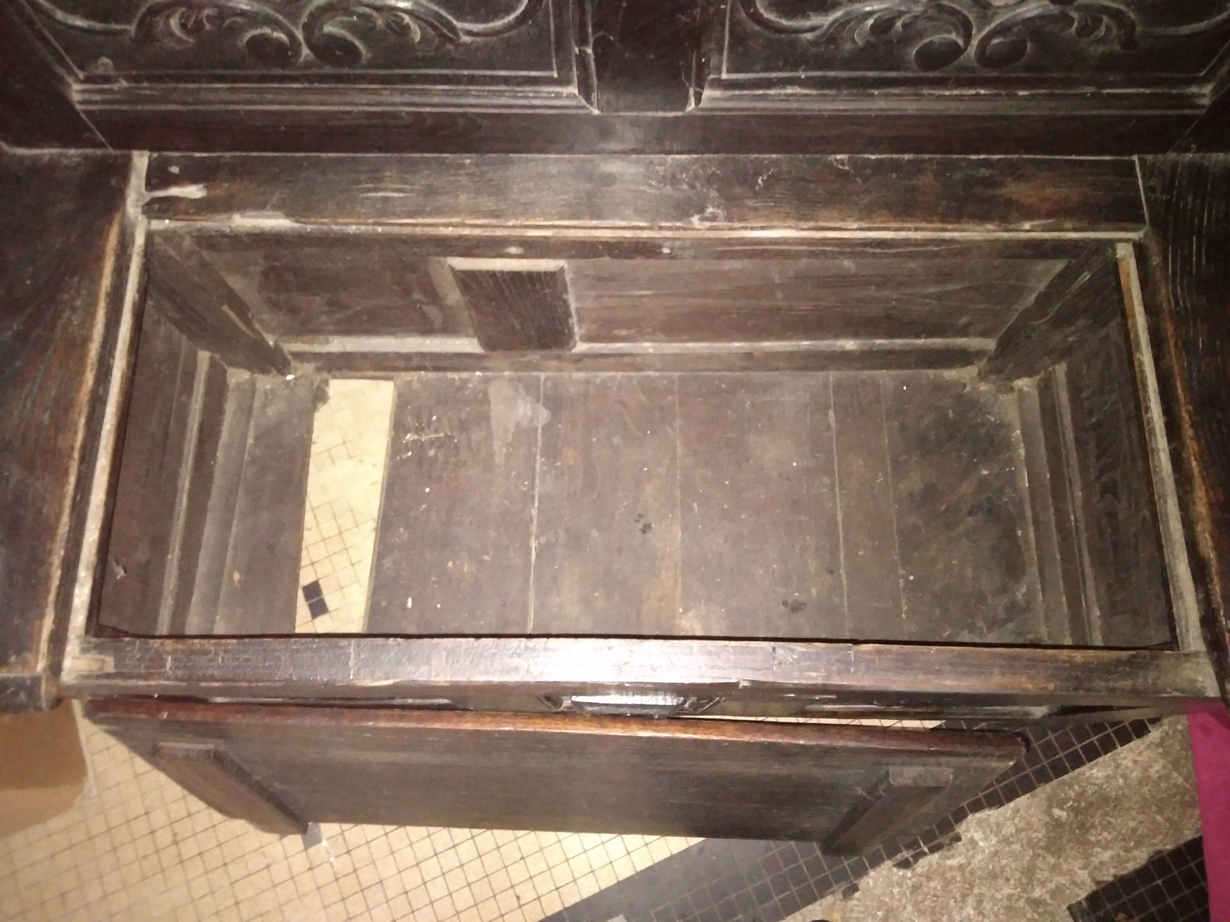 Old Breton enclosed bed chest bench