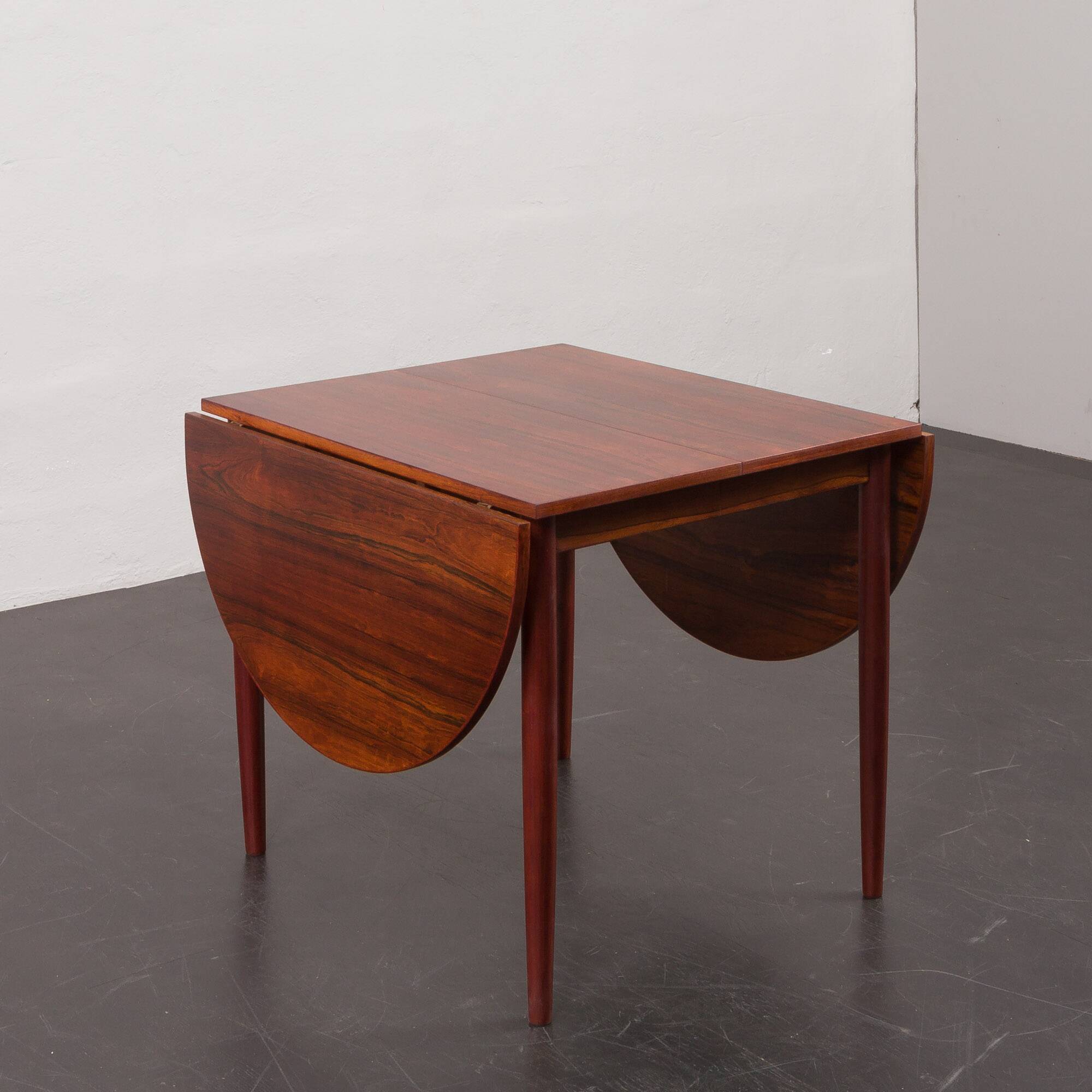Arne Vodder style rosewood drop-leaf dining table, Denmark, 1960s
