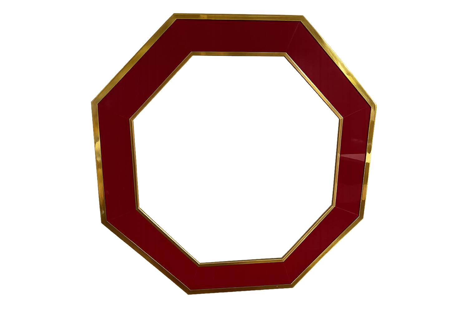 Burgundy octagonal mirror Éric Maville