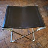 Folding steel and leather stool