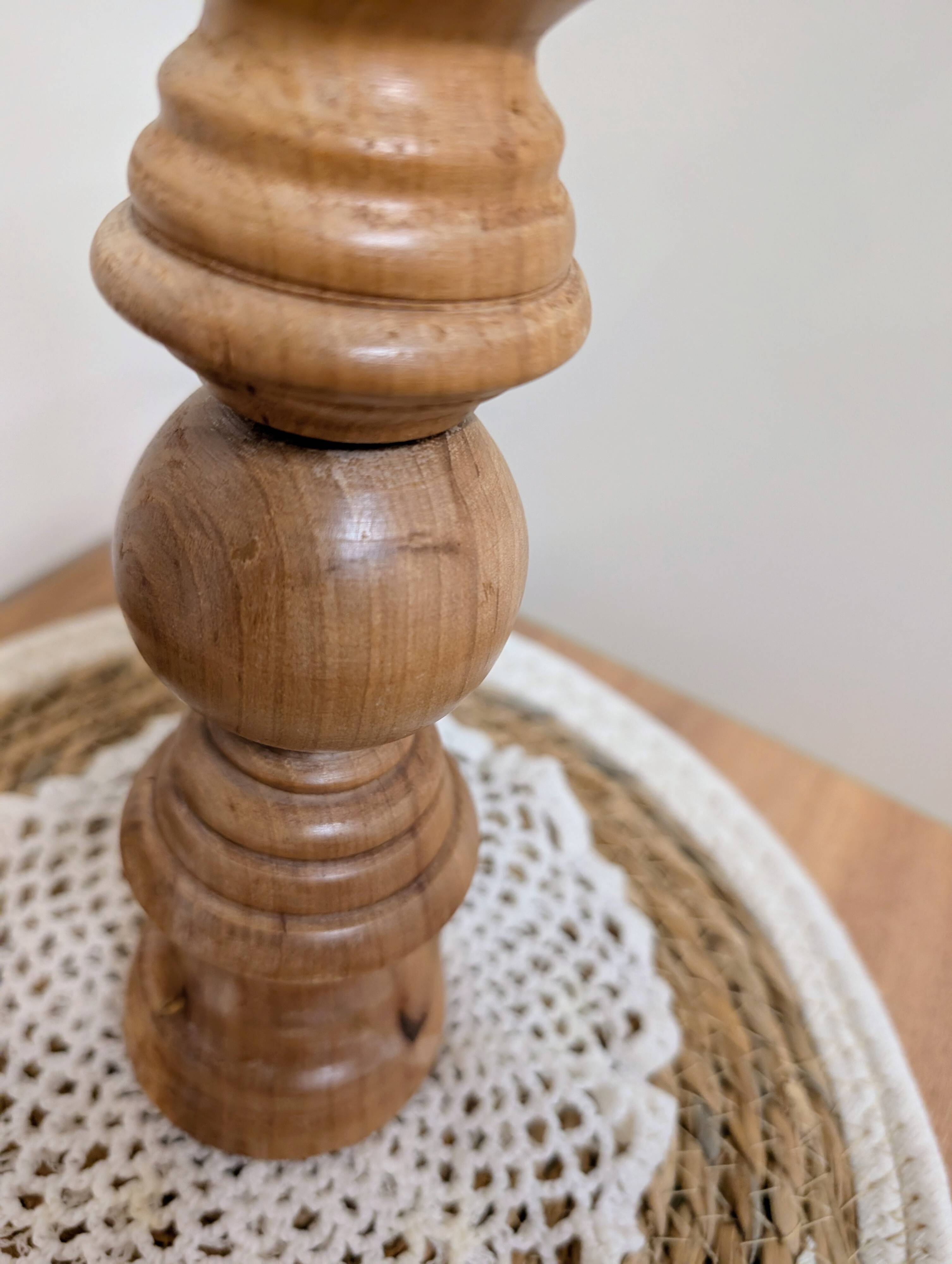 Turned wooden candlestick