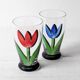Red Tulip Flower Water Tumbler Kosta Boda by Ulrica Hydman Vallien / Sweden